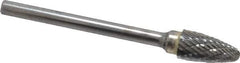 SGS Pro - 1/4" Cut Diam, 1/8" Shank Diam, Tree with Radius Head Double Cut Burr - Carbide, Radius End, 1/2" LOC, 2" OAL - Industrial Tool & Supply