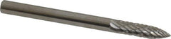 SGS Pro - 1/8" Cut Diam, 1/8" Shank Diam, Tree Head Double Cut Burr - Carbide, Point End, 1/2" LOC, 1-1/2" OAL - Industrial Tool & Supply