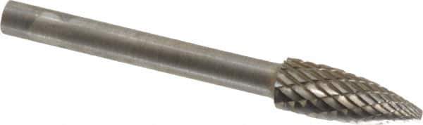 SGS Pro - 3/16" Cut Diam, 1/8" Shank Diam, Tree Head Double Cut Burr - Carbide, Point End, 1/2" LOC - Industrial Tool & Supply