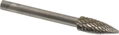 SGS Pro - 3/16" Cut Diam, 1/8" Shank Diam, Tree Head Double Cut Burr - Carbide, Point End, 1/2" LOC - Industrial Tool & Supply