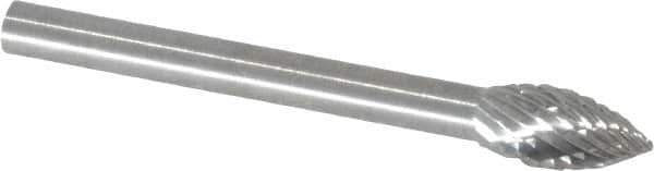 SGS Pro - 3/16" Cut Diam, 1/8" Shank Diam, Flame Head Double Cut Burr - Carbide, Radius End, 3/8" LOC - Industrial Tool & Supply