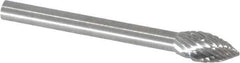 SGS Pro - 3/16" Cut Diam, 1/8" Shank Diam, Flame Head Double Cut Burr - Carbide, Radius End, 3/8" LOC - Industrial Tool & Supply