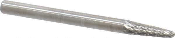 SGS Pro - 1/8" Cut Diam, 1/8" Shank Diam, Taper Head Double Cut Burr - Carbide, Radius End, 3/8" LOC, 1-1/2" OAL - Industrial Tool & Supply