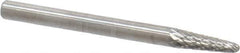 SGS Pro - 1/8" Cut Diam, 1/8" Shank Diam, Taper Head Double Cut Burr - Carbide, Radius End, 3/8" LOC, 1-1/2" OAL - Industrial Tool & Supply