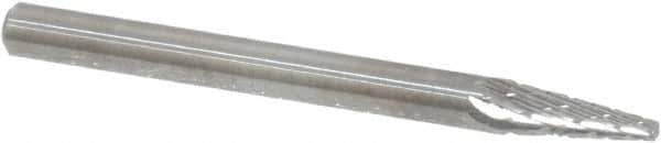 SGS Pro - 1/8" Cut Diam, 1/8" Shank Diam, Cone Head Double Cut Burr - Carbide, Point End, 11/32" LOC, 1-1/2" OAL - Industrial Tool & Supply