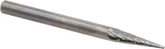 SGS Pro - 1/8" Cut Diam, 1/8" Shank Diam, Cone Head Double Cut Burr - Carbide, Point End, 7/16" LOC, 1-1/2" OAL - Industrial Tool & Supply