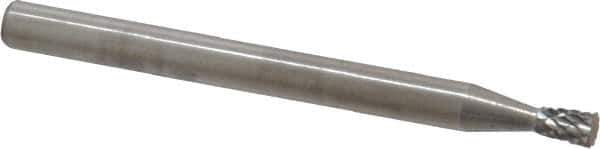 SGS Pro - 3/32" Cut Diam, 1/8" Shank Diam, Inverted Cone Head Double Cut Burr - Carbide, Flat End, 1/8" LOC, 1-1/2" OAL - Industrial Tool & Supply