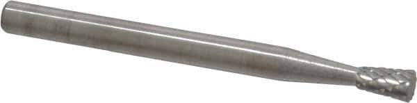 SGS Pro - 1/8" Cut Diam, 1/8" Shank Diam, Inverted Cone Head Double Cut Burr - Carbide, Flat End, 3/16" LOC, 1-1/2" OAL - Industrial Tool & Supply