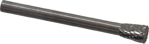 SGS Pro - 3/16" Cut Diam, 1/8" Shank Diam, Inverted Cone Head Double Cut Burr - Carbide, Flat End, 1/4" LOC - Industrial Tool & Supply