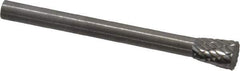 SGS Pro - 3/16" Cut Diam, 1/8" Shank Diam, Inverted Cone Head Double Cut Burr - Carbide, Flat End, 1/4" LOC - Industrial Tool & Supply
