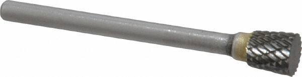 SGS Pro - 1/4" Cut Diam, 1/8" Shank Diam, Inverted Cone Head Double Cut Burr - Carbide, Flat End, 1/4" LOC, 1-3/4" OAL - Industrial Tool & Supply