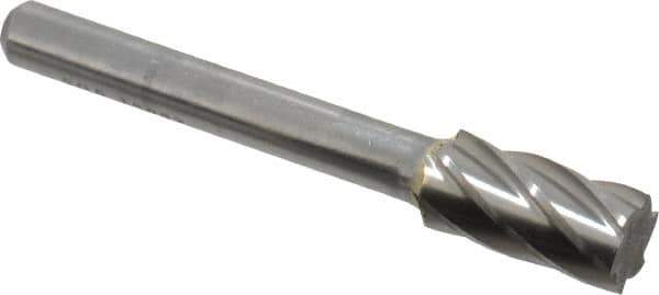 SGS Pro - 3/8" Cut Diam, 1/4" Shank Diam, Cylinder Head Single Cut Burr - Carbide, Flat End, 3/4" LOC, 2-1/2" OAL - Industrial Tool & Supply