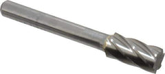 SGS Pro - 3/8" Cut Diam, 1/4" Shank Diam, Cylinder Head Single Cut Burr - Carbide, Flat End, 3/4" LOC, 2-1/2" OAL - Industrial Tool & Supply