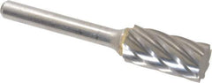 SGS Pro - 1/2" Cut Diam, 1/4" Shank Diam, Cylinder Head Single Cut Burr - Carbide, Flat End, 1" LOC, 2-3/4" OAL - Industrial Tool & Supply