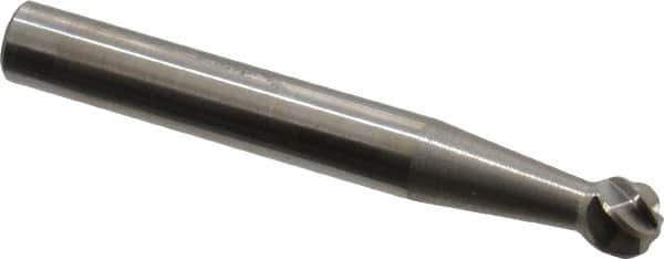 SGS Pro - 1/4" Cut Diam, 1/4" Shank Diam, Ball Head Single Cut Burr - Carbide, Radius End, 7/32" LOC, 2" OAL - Industrial Tool & Supply