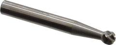 SGS Pro - 1/4" Cut Diam, 1/4" Shank Diam, Ball Head Single Cut Burr - Carbide, Radius End, 7/32" LOC, 2" OAL - Industrial Tool & Supply