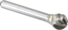 SGS Pro - 1/2" Cut Diam, 1/4" Shank Diam, Ball Head Single Cut Burr - Carbide, Radius End, 7/16" LOC, 2-13/64" OAL - Industrial Tool & Supply
