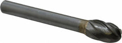 SGS Pro - 3/8" Cut Diam, 1/4" Shank Diam, Oval Head Single Cut Burr - Carbide, Radius End, 5/8" LOC, 2-3/8" OAL - Industrial Tool & Supply