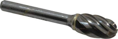 SGS Pro - 1/2" Cut Diam, 1/4" Shank Diam, Oval Head Single Cut Burr - Carbide, Radius End, 7/8" LOC, 2-5/8" OAL - Industrial Tool & Supply