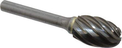 SGS Pro - 5/8" Cut Diam, 1/4" Shank Diam, Oval Head Single Cut Burr - Carbide, Radius End, 1" LOC, 2-3/4" OAL - Industrial Tool & Supply