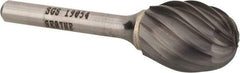 SGS Pro - 3/4" Cut Diam, 1/4" Shank Diam, Oval Head Single Cut Burr - Carbide, Radius End, 1" LOC, 2-3/4" OAL - Industrial Tool & Supply