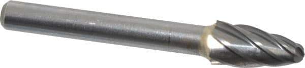 SGS Pro - 3/8" Cut Diam, 1/4" Shank Diam, Tree with Radius Head Single Cut Burr - Carbide, Radius End, 3/4" LOC, 2-1/2" OAL - Industrial Tool & Supply