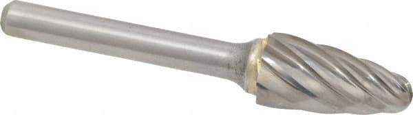 SGS Pro - 1/2" Cut Diam, 1/4" Shank Diam, Tree with Radius Head Single Cut Burr - Carbide, Radius End, 1" LOC, 2-3/4" OAL - Industrial Tool & Supply