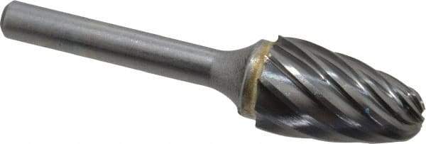 SGS Pro - 5/8" Cut Diam, 1/4" Shank Diam, Tree with Radius Head Single Cut Burr - Carbide, Radius End, 1" LOC, 2-3/4" OAL - Industrial Tool & Supply