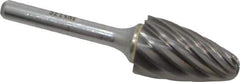 SGS Pro - 3/4" Cut Diam, 1/4" Shank Diam, Tree with Radius Head Single Cut Burr - Carbide, Radius End, 1-1/4" LOC, 3" OAL - Industrial Tool & Supply