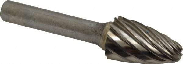 SGS Pro - 3/4" Cut Diam, 3/8" Shank Diam, Tree with Radius Head Single Cut Burr - Carbide, Radius End, 1-1/4" LOC, 3-1/4" OAL - Industrial Tool & Supply