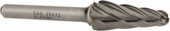 SGS Pro - 1/2" Cut Diam, 1/4" Shank Diam, Taper Head Single Cut Burr - Carbide, Radius End, 1-1/8" LOC, 3" OAL - Industrial Tool & Supply