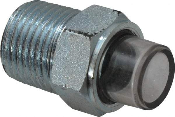 Trico - 1" Sight Diam, 1/2" Thread, 1-17/32" OAL, Viewport Sight Glass & Flow Sight - 7/8" Hex Head, With 3-D Lens - Industrial Tool & Supply