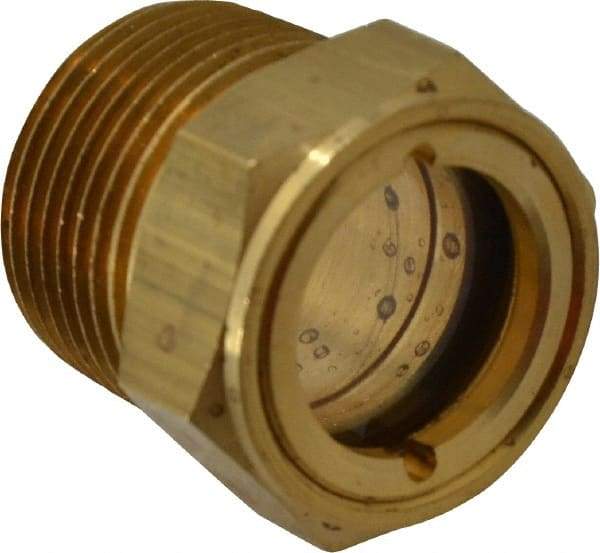 Trico - 1" Sight Diam, 3/4" Thread, 1-1/8" OAL, Viewport Sight Glass & Flow Sight - 1-1/8" Hex Head, Without Baffle - Industrial Tool & Supply