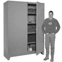 Lyon - 4 Shelf Locking Storage Cabinet - Steel, 60" Wide x 24" Deep x 82" High, Gray - Industrial Tool & Supply