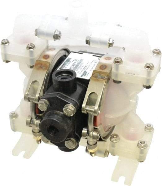 SandPIPER - 1/4" NPT, Nonmetallic, Air Operated Diaphragm Pump - Santoprene Diaphragm, Polypropylene Housing - Industrial Tool & Supply