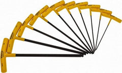Bondhus - 10 Piece T-Handle Combo Hex Key Set - Hex Range 3/32 to 3/8", Protanium High Torque Steel - Industrial Tool & Supply