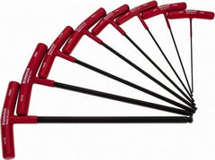 Bondhus - 8 Piece T-Handle Ball End Hex Key Set - Hex Range 2 to 10mm, Protanium High Torque Steel - Industrial Tool & Supply