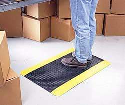 Wearwell - 12' Long x 3' Wide, Dry Environment, Anti-Fatigue Matting - Black, Vinyl with Vinyl Sponge Base, Beveled on 4 Sides - Industrial Tool & Supply