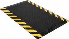 Wearwell - 5' Long x 3' Wide, Dry Environment, Anti-Fatigue Matting - Black with Yellow Chevron Borders, Vinyl with Nitrile Blend Base, Beveled on 4 Sides - Industrial Tool & Supply