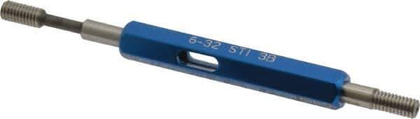 Made in USA - 6-32 Thread, High Speed Tool Steel, STI, Class 3B, Plug Thread Insert Go/No Go Gage - Double Ended with Handle - Industrial Tool & Supply