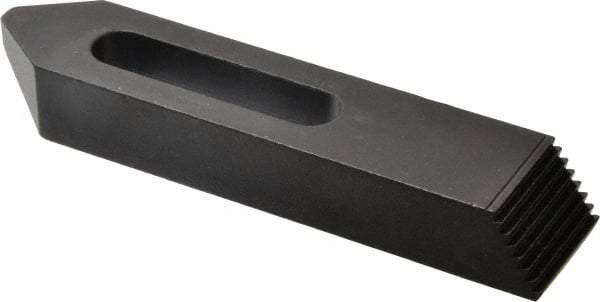 Jergens - 1/2" Stud, Low Carbon Steel, Plain Strap Clamp - 2" Travel, 6" OAL x 1-1/4" Wide x 7/8" High, Black Oxide Finish, Tapered Nose - Industrial Tool & Supply