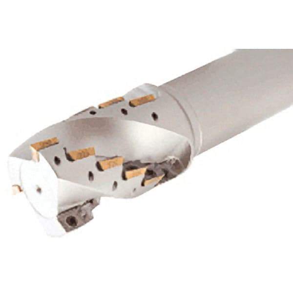 Iscar - 25mm Cut Diam, 37mm Max Depth of Cut, 25mm Shank Diam, 105mm OAL, Indexable Square Shoulder Helical End Mill - Weldon Shank, 90° Lead Angle, Series Helimill - Industrial Tool & Supply