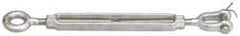 Made in USA - 1,200 Lb Load Limit, 3/8" Thread Diam, 6" Take Up, Stainless Steel Jaw & Eye Turnbuckle - 7-1/8" Body Length, 9/16" Neck Length, 12" Closed Length - Industrial Tool & Supply