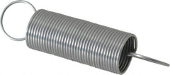 Made in USA - 0.437" OD, 1.631 Lb Max Load, 7.8" Max Ext Len, 0.028" Wire Diam Extension Spring - 0.372 Lb/In Rating, 1.147 Lb Init Tension - Industrial Tool & Supply