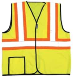 OccuNomix - Size 4XL High Visibility Yellow Solid General Purpose Vest - 56 to 58" Chest, ANSI 107-2015, Hook & Loop Closure, 2 Pockets, Polyester - Industrial Tool & Supply