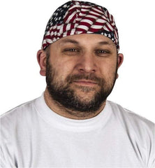 OccuNomix - Size Universal Cooling Tie Hat - Cotton, Tie Closure, Blue, Red & White, Flag Pattern - Industrial Tool & Supply
