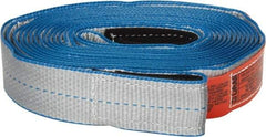 Lift-All - 20' Long x 2" Wide, 5,300 Lb Basket Capacity, 5,300 Lb Vertical Capacity, 1 Ply, Nylon Web Sling - Silver (Color) with Blue Edges - Industrial Tool & Supply