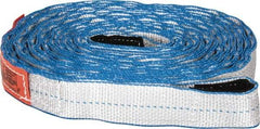 Lift-All - 30' Long x 2" Wide, 10,700 Lb Basket Capacity, 10,700 Lb Vertical Capacity, 2 Ply, Nylon Web Sling - Silver (Color) with Blue Edges - Industrial Tool & Supply