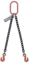 Lift-All - 5' Long x 4-1/2" Wide, 15,200 Lb Basket Capacity, Alloy Steel Web Sling - 15,200 Lb Choker Capacity, DOG Chain Sling, 3/8" Diam Chain, Natural, Double Style - Industrial Tool & Supply
