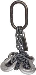 Lift-All - 5' Long x 3-1/2" Wide, 7,400 Lb Basket Capacity, Alloy Steel Web Sling - 7,400 Lb Choker Capacity, DOS Chain Sling, 9/32" Diam Chain, Natural, Double Style - Industrial Tool & Supply
